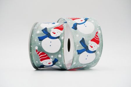 Snowman wired Christmas Ribbon_KF6562GN-Gray Blue